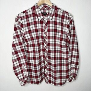 Talbots Plaid Cotton Long Sleeve Button Up Cabincore Shirt Womens Large Petite
